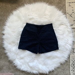 Navy Crochet Shorts